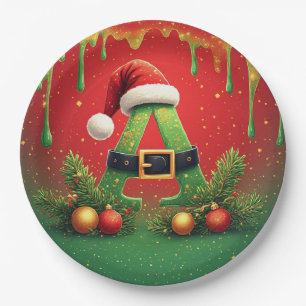 Gouden Glitter A Voor Familie Kerstmis Papieren Bordje