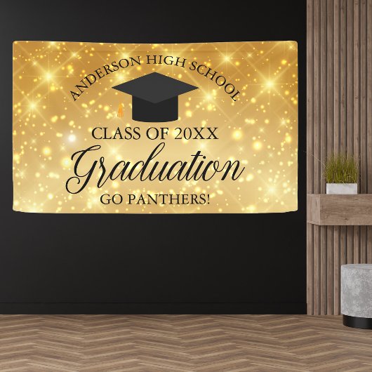 Gouden Glitter Aangepaste Hoge School Afstudeerfee Spandoek