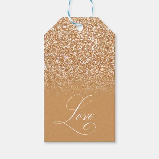 Gouden glitter aangepaste naam liefde typografie C Cadeaulabel (Voorkant)
