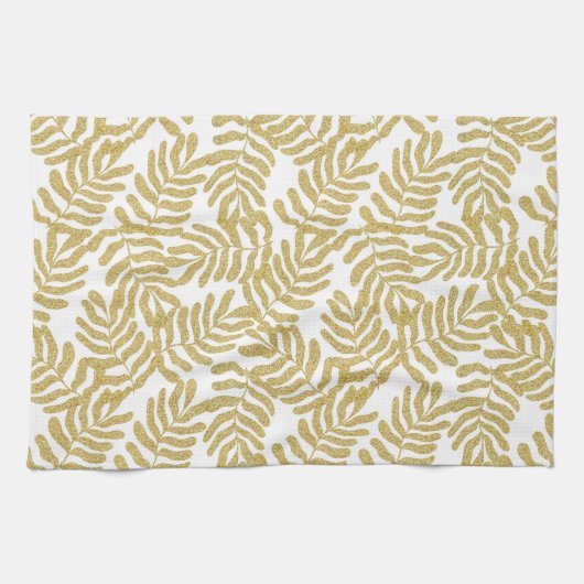 Gouden glitter abstract blad patroon theedoek (Horizontaal)