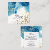 *~* Gouden Glitter Abstract Strand Blauwe Waterver Vierkante Visitekaartje (Voorkant / Achterkant)