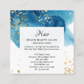 *~* Gouden Glitter Abstract Strand Blauwe Waterver Vierkante Visitekaartje (Achterkant)