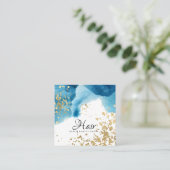 *~* Gouden Glitter Abstract Strand Blauwe Waterver Vierkante Visitekaartje (Staand voorkant)