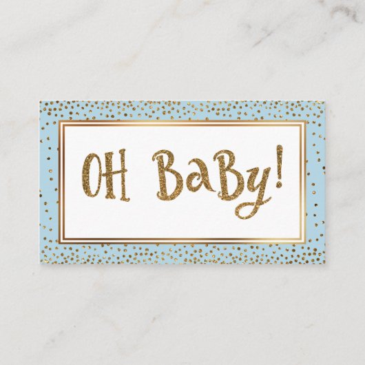 Gouden Glitter Accents Baby Blauwe Luier Raffle Ka Informatiekaartje (Achterkant)