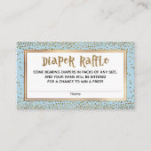 Gouden Glitter Accents Baby Blauwe Luier Raffle Ka Informatiekaartje (Voorkant)