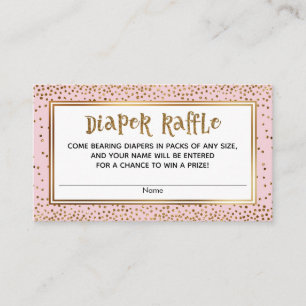 Gouden Glitter Accents Baby Roze Luier Raffle Kaar Informatiekaartje