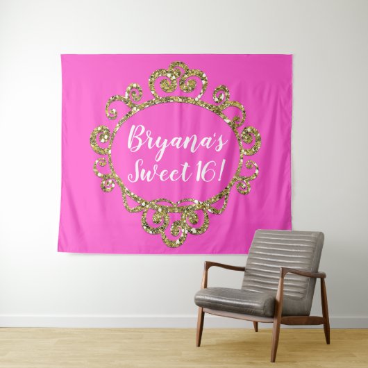 Gouden Glitter Achtergrond voor Verjaardagsfeest i Wandkleed (In Situ (horizontaal))