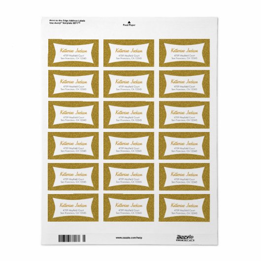 gouden Glitter Adresetiketten Etiket (Full Sheet)