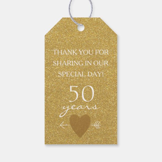 Gouden Glitter Afbeelding 50e bruiloft Jubileum Cadeaulabel (Achterkant)