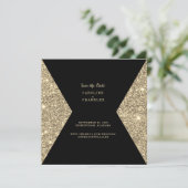 Gouden Glitter Afbeelding & Zwart/Wit Foto Save th The Date (Staand voorkant)