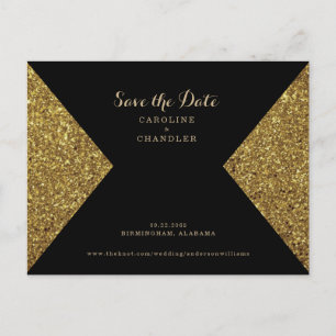 Gouden Glitter Afbeelding & Zwarte Glam Save the D Briefkaart