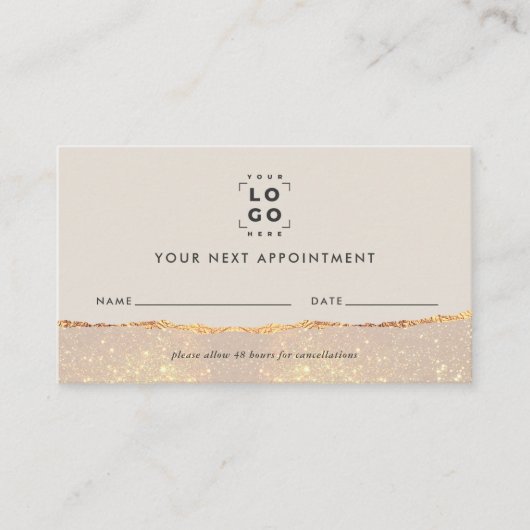 Gouden Glitter Afspraakherinnering & Zakelijk Visitekaartje (Voorkant)