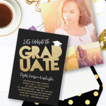 Gouden Glitter Afstudeer Uitknip Afstudeerfeest