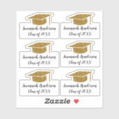 Gouden Glitter Afstudeerder Pet Naam Jaar Aangepas Sticker (Vel)