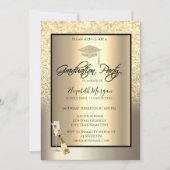 Gouden Glitter Afstudeerder Pet, Wijn, Glas Champa Kaart (Voorkant)