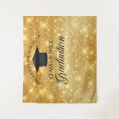 Gouden Glitter Afstudeerfeest Aangepaste Fotocabin Wandkleed (Voorkant)