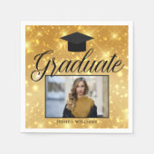 Gouden Glitter Afstudeerfoto Chic Aangepaste Feest Servet (Voorkant)