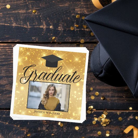 Gouden Glitter Afstudeerfoto Chic Aangepaste Feest Servet