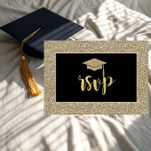 Gouden Glitter Afstudeerhoed Afstudeerfeest RSVP Kaartje