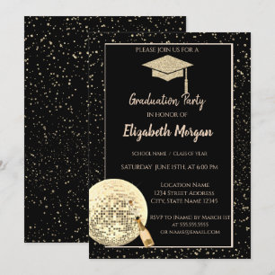 Gouden Glitter Afstudeerhoed, Disco Bal Confetti Kaart
