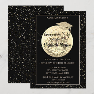 Gouden Glitter Afstudeerhoed, Disco Bal Confetti Kaart