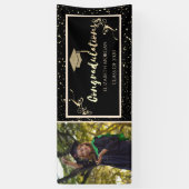 Gouden Glitter Afstudeerhoed, Foto Afstuderen Spandoek (Verticaal)