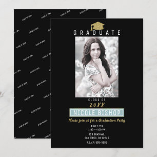 Gouden Glitter Afstudeerhoed Moderne Afstudeerfees Kaart
