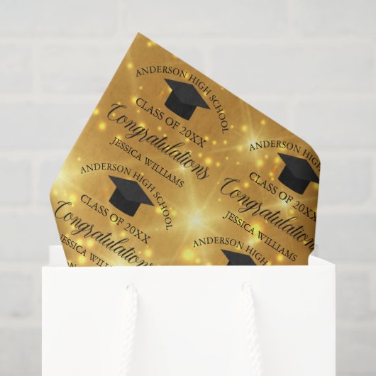 Gouden Glitter Afstuderen Elegante Douane Afgestud Tissuepapier (Cadeauzakje)