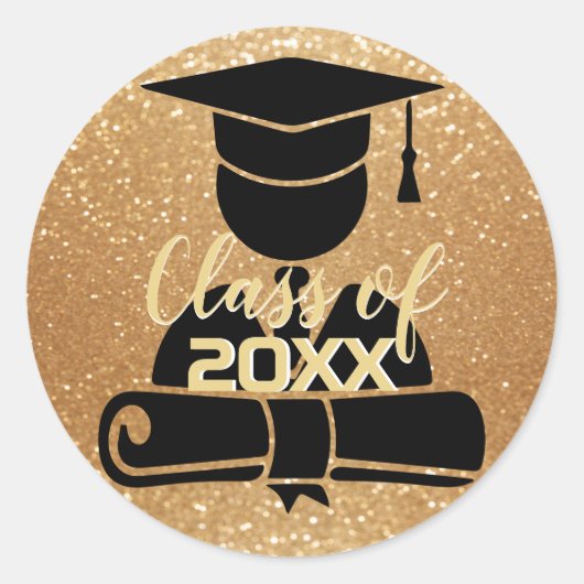 Gouden Glitter - Afstuderen Student - Klasse van 2 Ronde Sticker (Voorkant)
