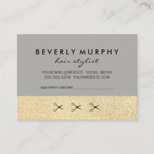 Gouden Glitter Afwerking / Haarstylist / Afspraak Afsprakenkaartje