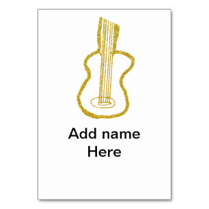 Gouden glitter akoestische gitaar voeg naam doodle kaart