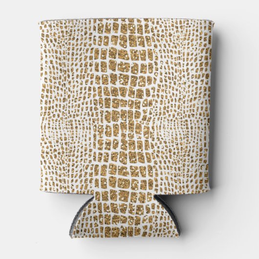 Gouden Glitter Alligator Print Blikjeskoeler (Voorkant)