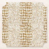 Gouden Glitter Alligator Print Kartonnen Onderzetters (Voorkant)