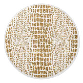 Gouden Glitter Alligator Print Keramische Knop (Voorkant)