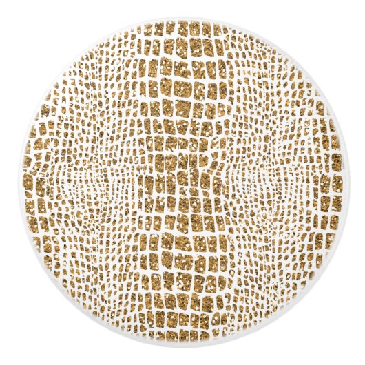 Gouden Glitter Alligator Print Keramische Knop (Voorkant)
