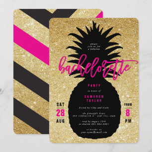 Gouden Glitter Ananas Bachelorette Feest Uitnodigi Kaart