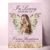 Gouden Glitter Angel Wings Memorial Sign Poster
