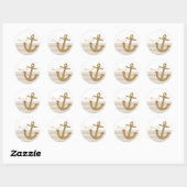 Gouden Glitter Anker Dank u Ronde Sticker (Vel)