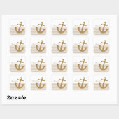 Gouden Glitter Anker Dank u Vierkante Sticker (Vel)