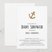 Gouden Glitter Anker Eenvoudig Baby shower Kaart (Voorkant / Achterkant)