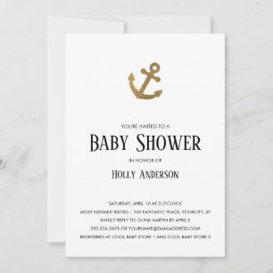 Gouden Glitter Anker Eenvoudig Baby shower Kaart