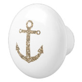 Gouden Glitter Anker Nautische Glam Modern Keramische Knop (Rechts)