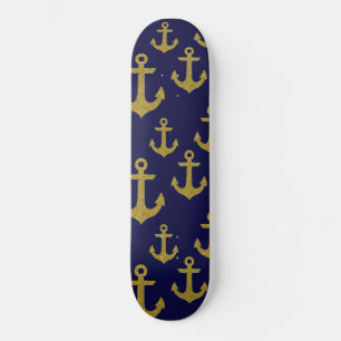 Gouden Glitter Anker Zeilen Zeevaart Kapitein Persoonlijk Skateboard