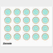 Gouden Glitter & Aqua Bruiloft Monogram Seal Ronde Sticker (Vel)