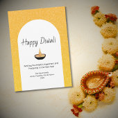 Gouden Glitter Arch Diya Lamp Happy Diwali Holiday Feestdagenkaart