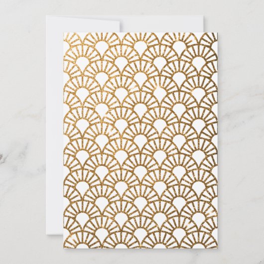 Gouden Glitter Art Deco Fan repetitie diner Kaart (Achterkant)