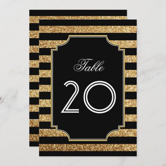 Gouden Glitter Art Deco Tafelkaarten uit de Jaren  Kaart (Voorkant / Achterkant)