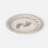 Gouden Glitter Baby Voeten Baby shower Gepersonali Papieren Bordje (Gekanteld)