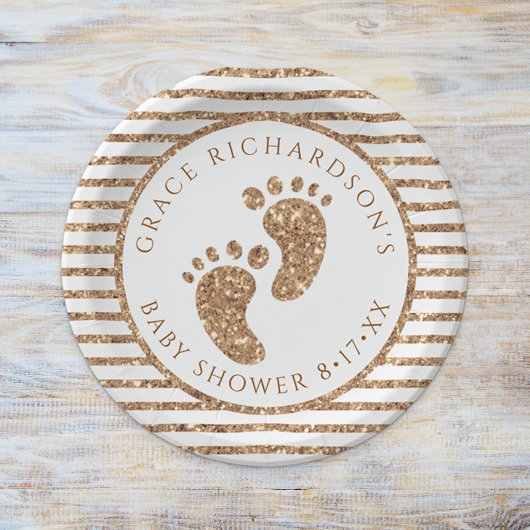 Gouden Glitter Baby Voeten Baby shower Gepersonali Papieren Bordje