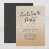 Gouden glitter Bachelorette Party Uitnodiging (Voorkant / Achterkant)